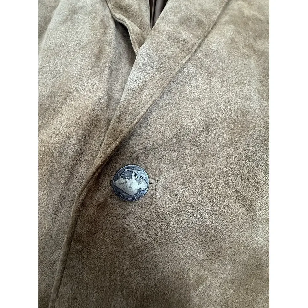 Cabelas Mens Suede Leather Blazer Jacket Size 44 Reg Brown Outdoor Gear Buffalo